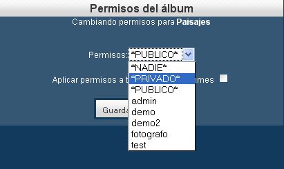 Permisos de los álbumes de La Galeria Digital Permisos de los álbumes de La Galeria Digital