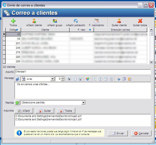 Envío de emails masivo pg480 2 Nuevo PhotoGestion 5, mejora tu estrategia comercial