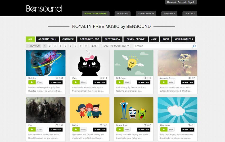 Bensound - Música gratis para fotógrafos