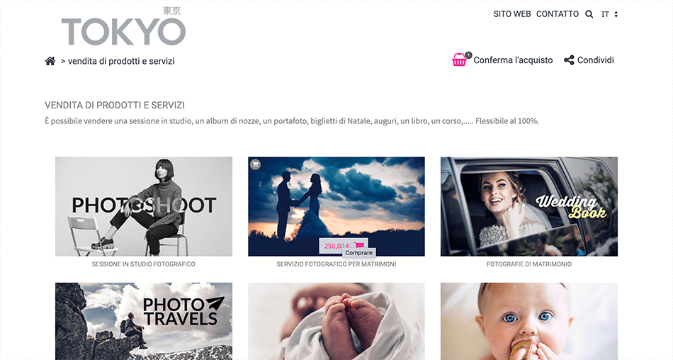 Vendi le tue immagini, i servizi fotografici e anche la formazione attraverso il tuo sito web