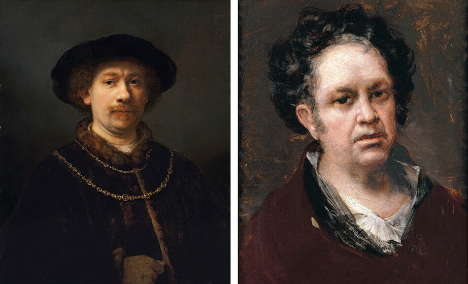 Autoretratos de Rembrandt y Goya